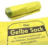 10 Rollen Gelber Sack, Gelbe Säcke mit praktischem Zugband, 90 Liter, 15µ - Wertstoffsack
