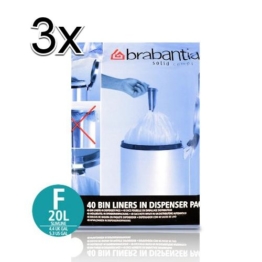 3x Brabantia Müllbeutel Spenderverpackung 20 l (F) Slimline 40 Stück -