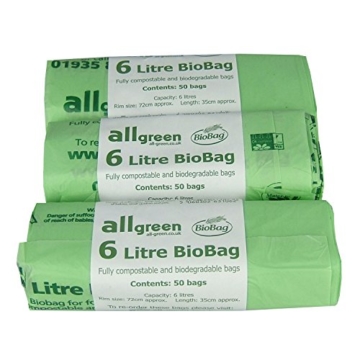 All-Green 6 Liter kompostierbarer BioBag Küchenmüllsack, 150 Müllsäcke -