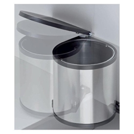Einbau Abfallsammler-Kücheneimer 15 Liter rund - Silber Optik- schwenkbar für Schranktüren ab 40 cm Schrankbreite Unterschränke Mülleimer Küche WESCO -