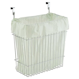 mDesign Mülleimer Küche für 15 L Müllbeutel - ein Abfalleimer aus Stahl mit Chromfinish - auch als Aufbewahrungskorb im Bad geeignet - einfach über die Schranktür hängen -