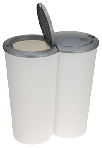 Mülleimer 50 Liter (2x25) in weiß mit praktischem Klappverschluss -