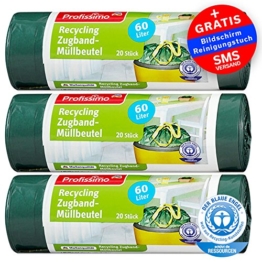 Profissimo Müllbeutel - 60 Liter (60 Stück) - Extrem Reißfest & Flüssigkeitsdicht - 3er Pack (3x20 Stück) - -