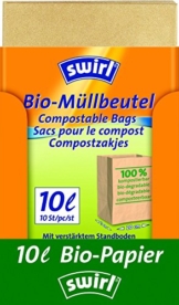 Swirl 10 l Bio-Müll Papierbeutel, 7er Pack (7 x 10 Stück) -