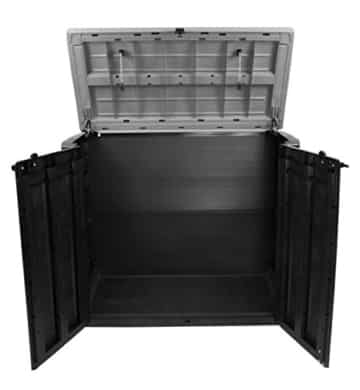 Keter Store It Out Max Gartenbox Mülltonnenbox Gerätebox Schuppen für 2 x 240 Liter Mülltonnen (Anthrazit Grau) - 