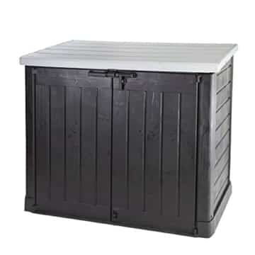 Keter Store It Out Max Gartenbox Mülltonnenbox Gerätebox Schuppen für 2 x 240 Liter Mülltonnen (Anthrazit Grau) - 